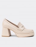 Beige Patent Leather Pumps