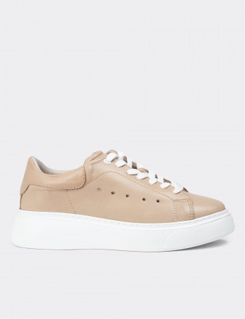 Sandstone Leather Sneakers - SE515ZVZNP02