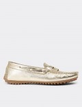Gold Leather Driving Shoes