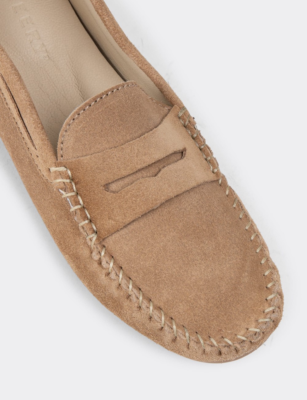 Beige Suede Leather Driving Shoes - SW100ZBEJC03