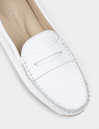 White Leather Driving Shoes