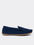 Navy Suede Leather Driving Shoes
