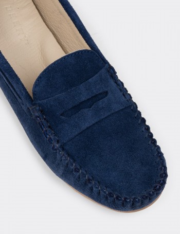 Navy Suede Leather Driving Shoes - SW100ZLCVC01