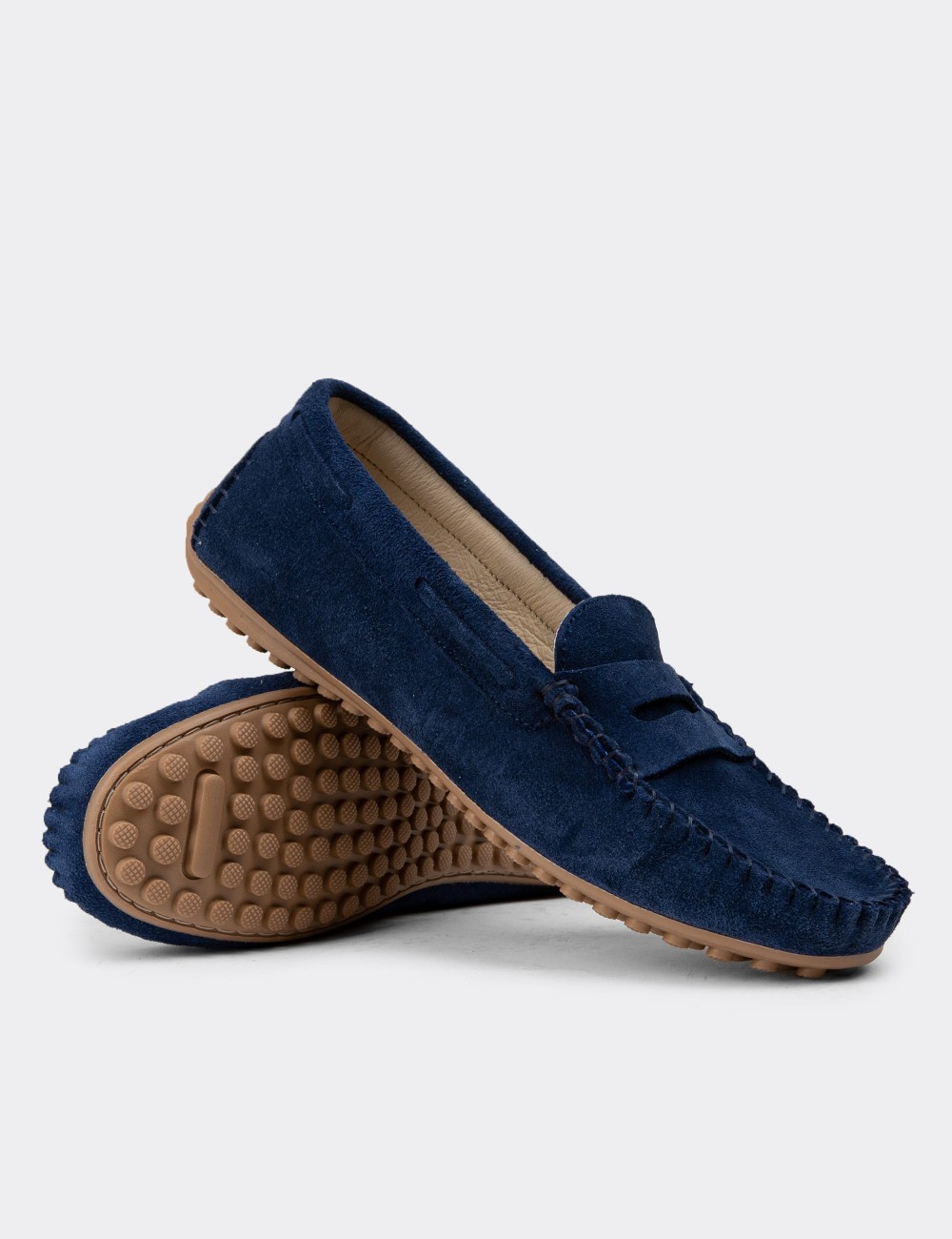 Navy Suede Leather Driving Shoes - SW100ZLCVC01