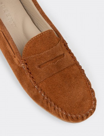 Tan Suede Leather Driving Shoes - SW100ZTBAC02