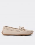 Beige Leather Driving Shoes