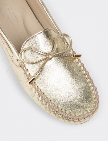 Gold Leather Driving Shoes - SW101ZALTC01