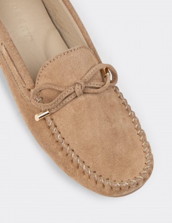 Beige Suede Leather Driving Shoes