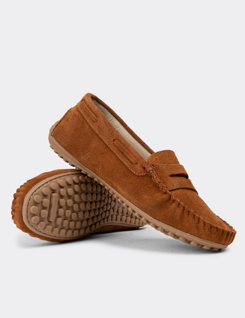 Tan Suede Leather Driving Shoes - SW100ZTBAC02