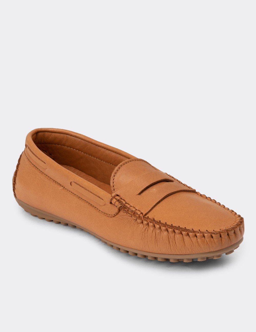 Tan Leather Driving Shoes - SW100ZTBAC01