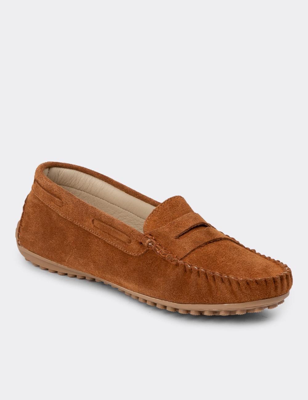 Tan Suede Leather Driving Shoes - SW100ZTBAC02