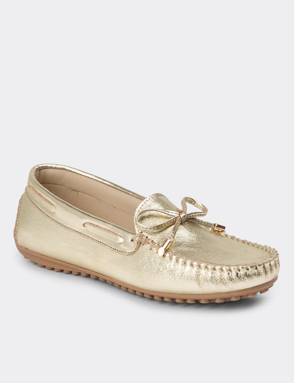 Gold Leather Driving Shoes - SW101ZALTC01