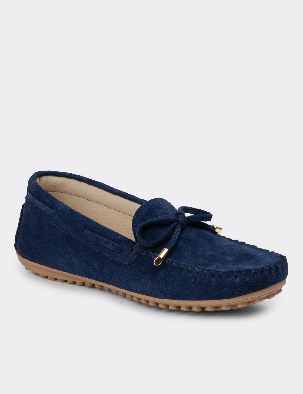 Navy Suede Leather Driving Shoes - SW101ZLCVC01