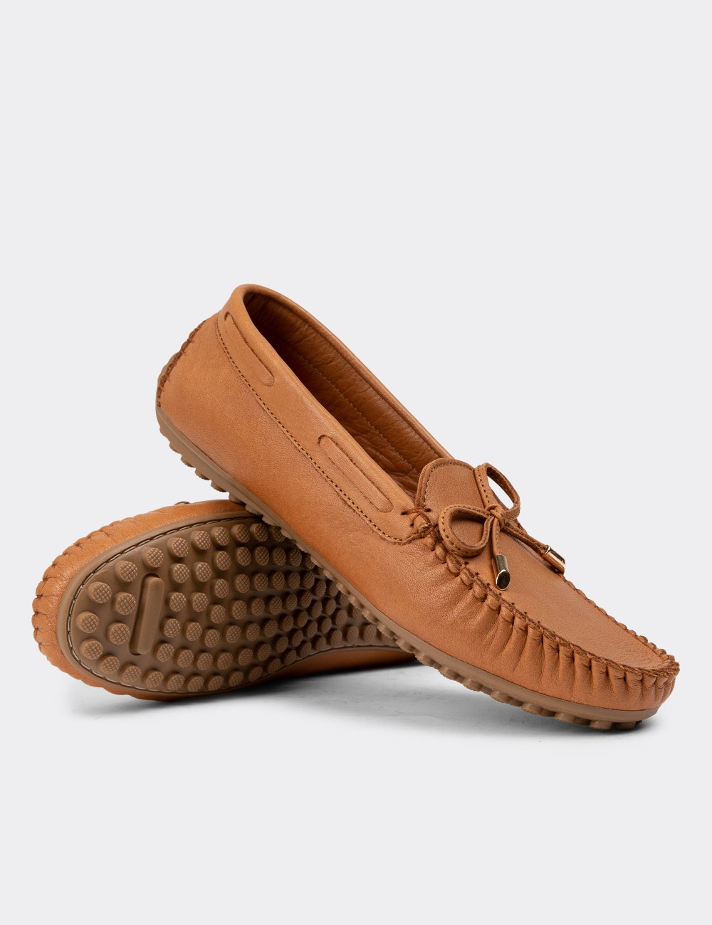 Tan Leather Loafers - SW101ZTBAC01