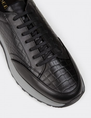 Black Leather Sneakers - 01984MSYHE06