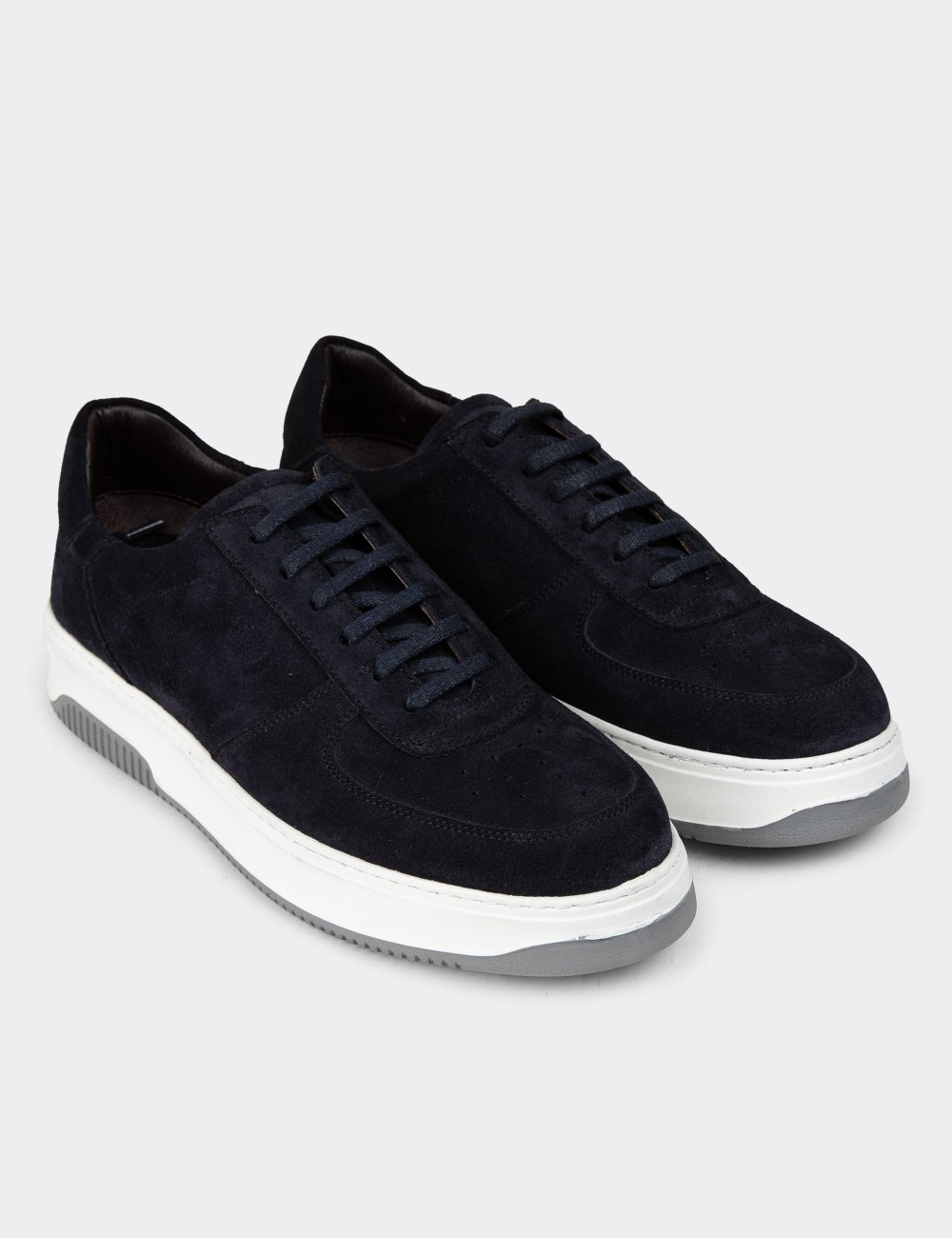 Blue Suede Leather Sneakers - 01965MMVIE04