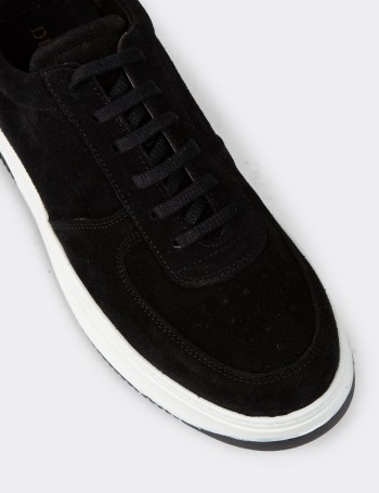 Black Suede Leather Sneakers - 01965MSYHE06