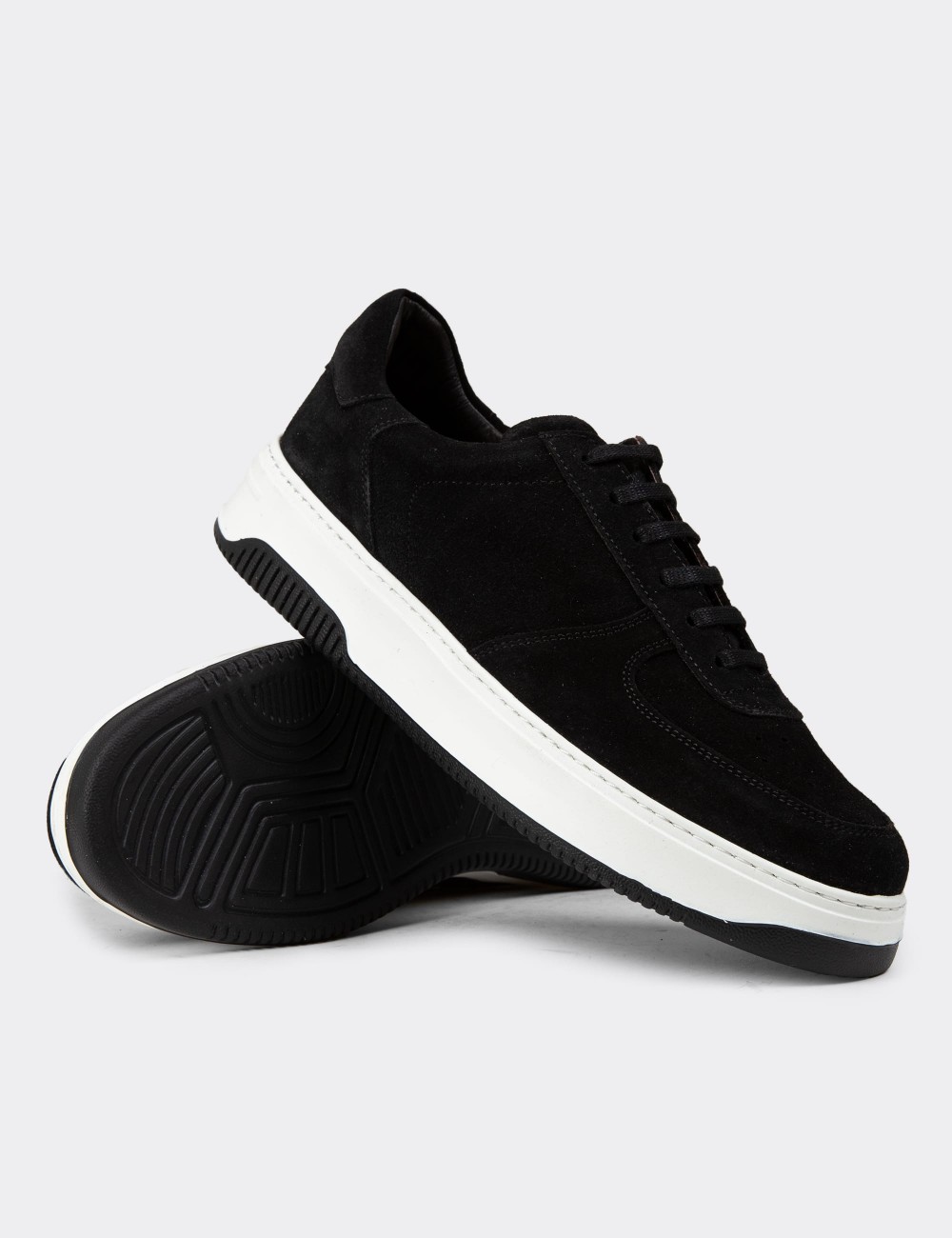 Black Suede Leather Sneakers - 01965MSYHE06