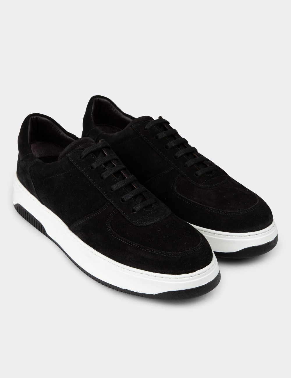 Black Suede Leather Sneakers - 01965MSYHE06