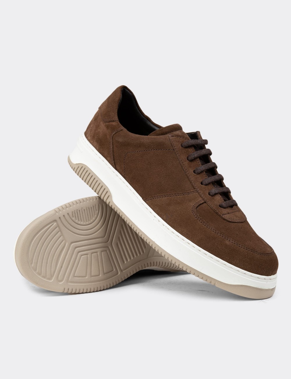 Tan Suede Leather Sneakers - 01965MTBAE01