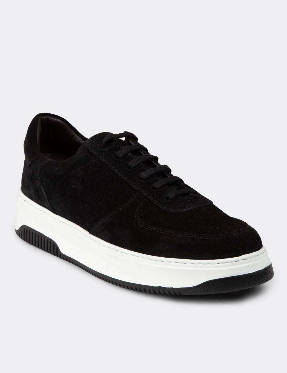 Black Suede Leather Sneakers - 01965MSYHE06