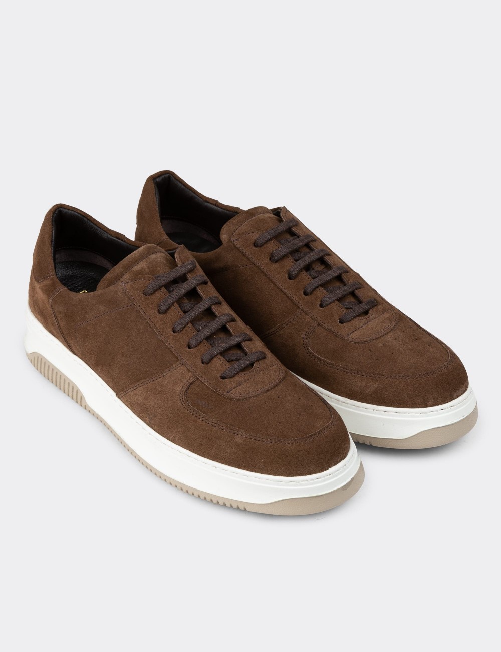 Tan Suede Leather Sneakers - 01965MTBAE01