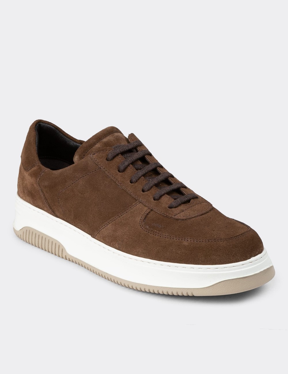 Tan Suede Leather Sneakers - 01965MTBAE01