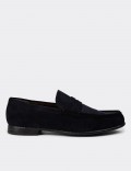 Navy Suede Leather Loafers