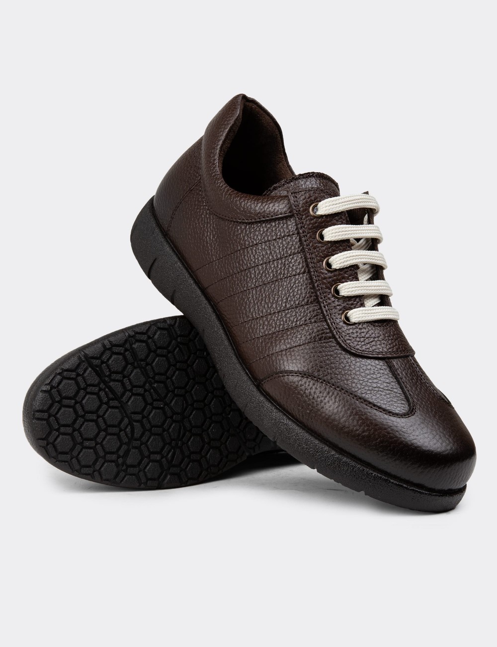 Brown Leather Lace-up Shoes - 01950MKHVC03