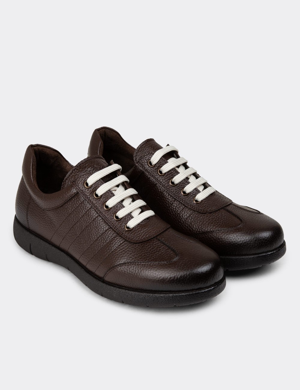 Brown Leather Lace-up Shoes - 01950MKHVC03