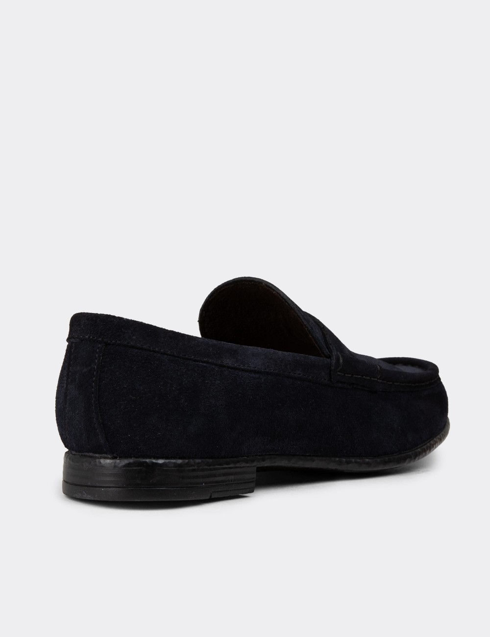 Navy Suede Leather Loafers - 01510MLCVC06