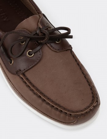 Brown Leather Marine Shoes - 01543MKHVC07