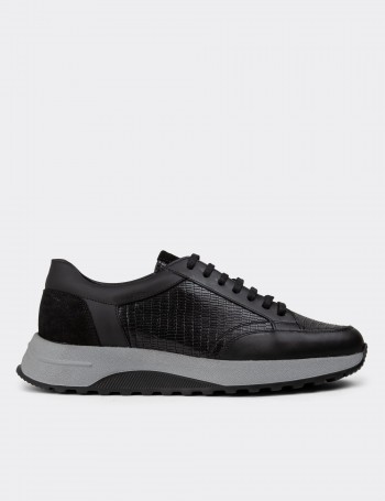 Black Leather Sneakers - 01984MSYHE04