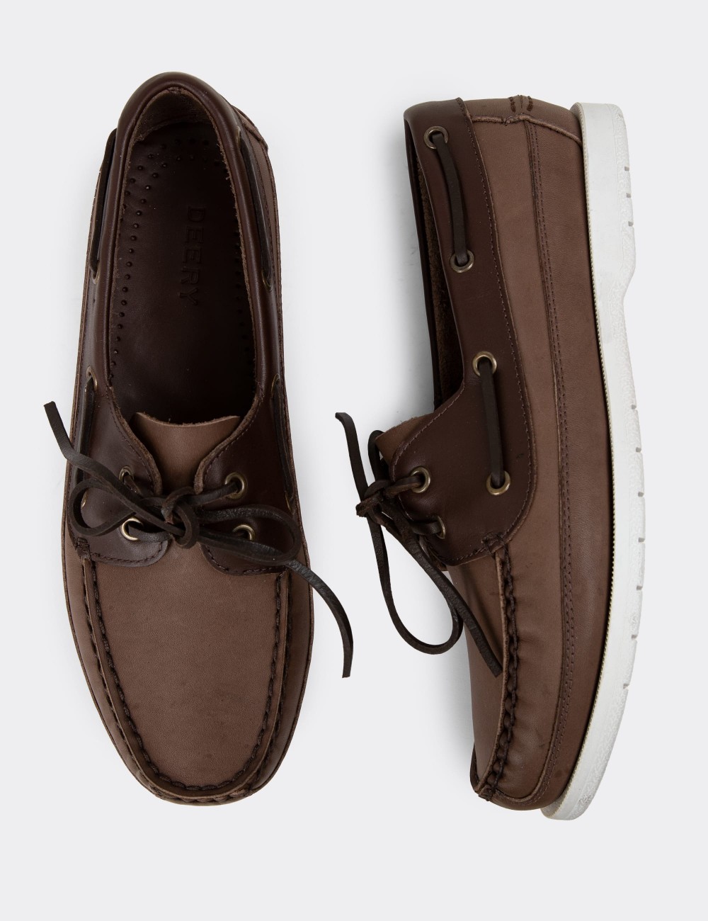 Brown Leather Marine Shoes - 01543MKHVC07