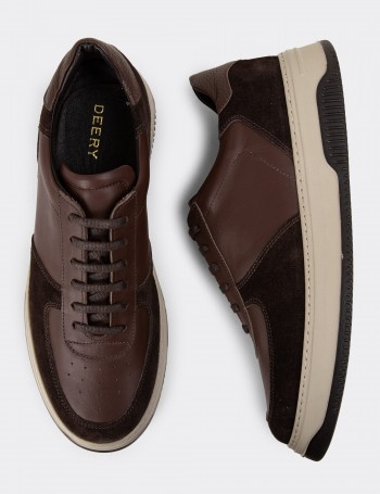 Brown Leather Sneakers - 01965MKHVE01