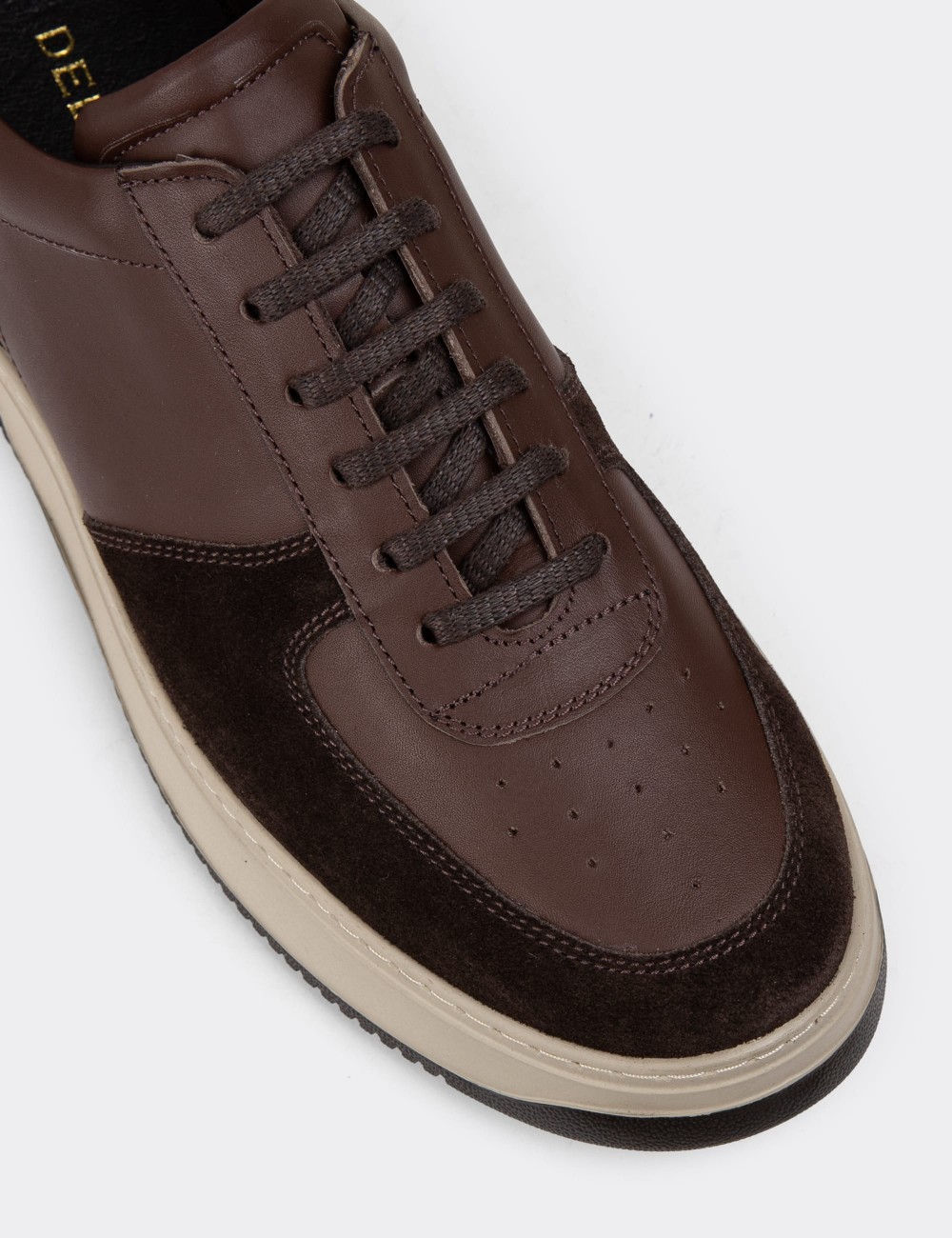 Brown Leather Sneakers - 01965MKHVE01