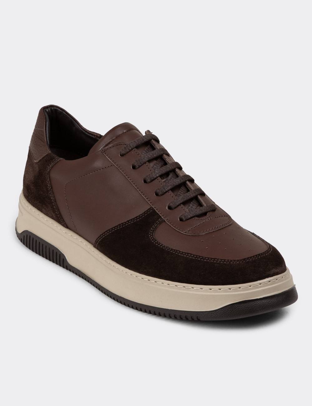 Brown Leather Sneakers - 01965MKHVE01