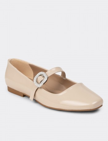 Beige Patent Loafers