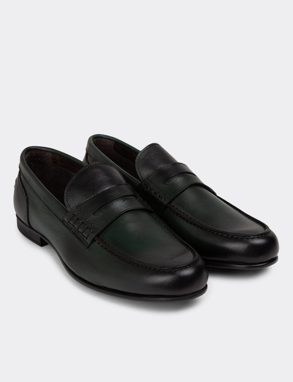 Green Leather Loafers - 01978MYSLC02