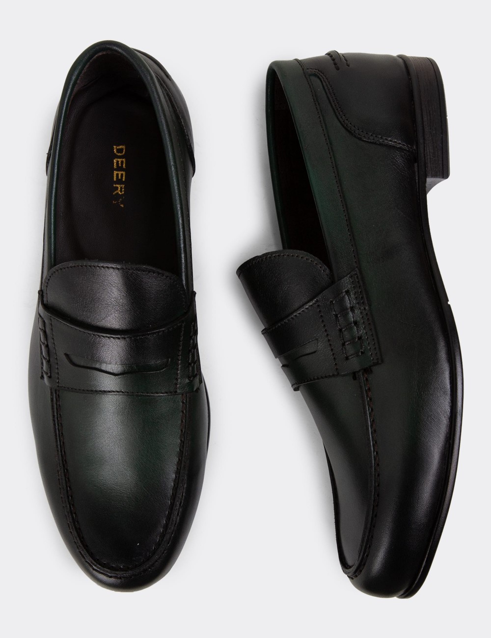 Green Leather Loafers - 01978MYSLC02