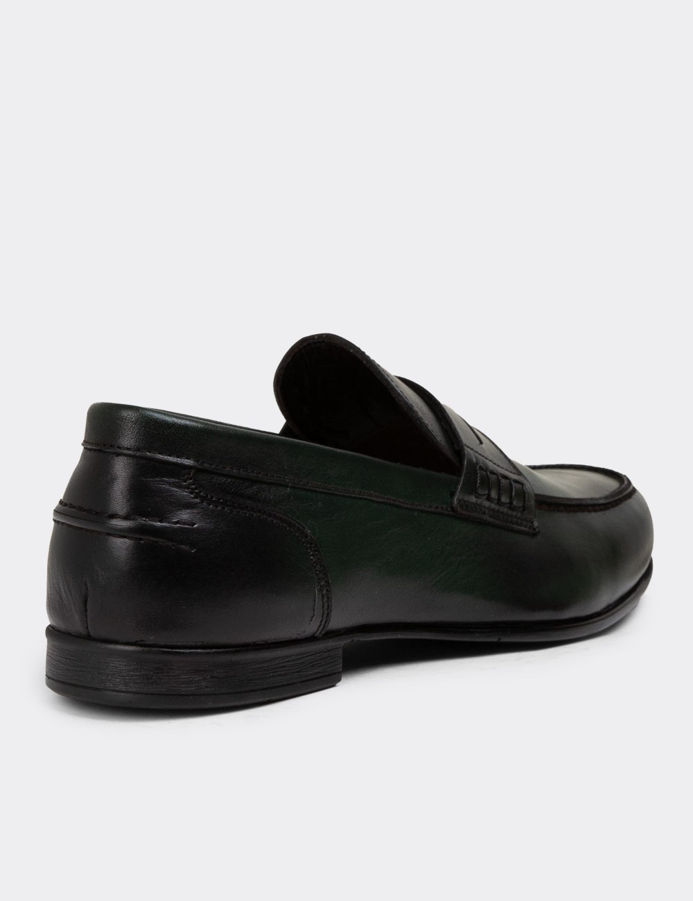 Green Leather Loafers - 01978MYSLC02