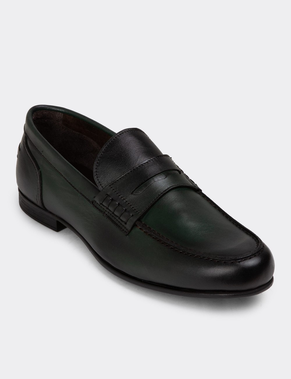 Green Leather Loafers - 01978MYSLC02