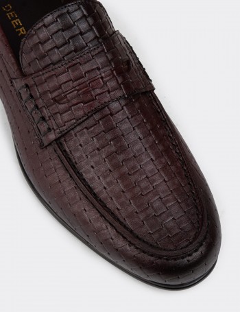 Burgundy Leather Loafers - 01978MBRDC04