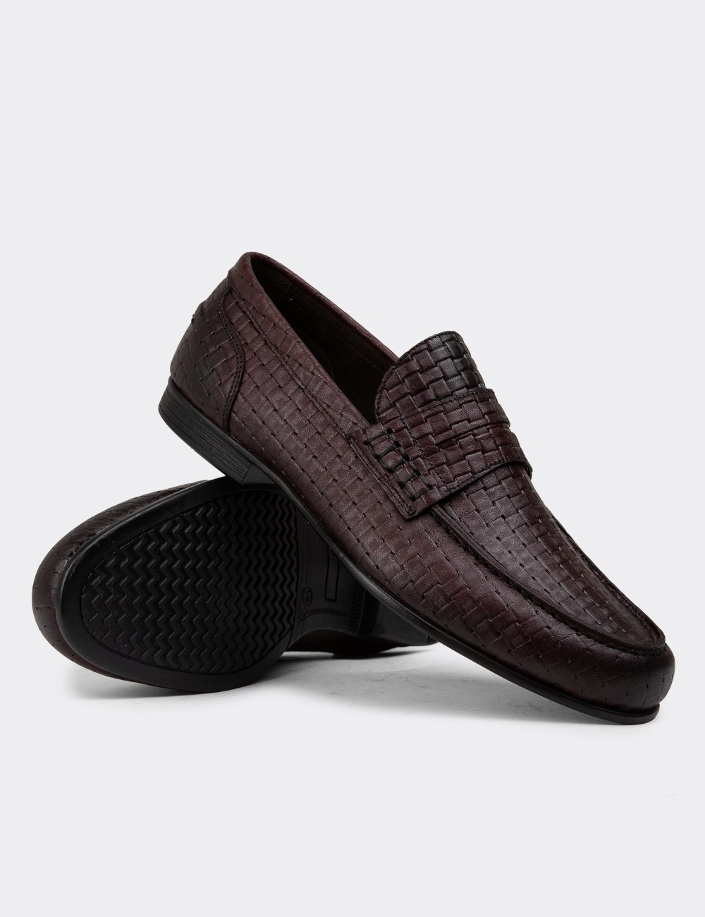 Burgundy Leather Loafers - 01978MBRDC04