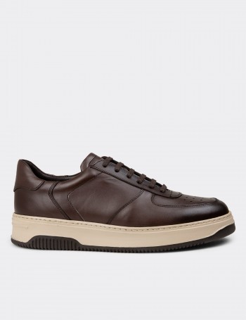 Brown Leather Sneakers - 01965MKHVE06