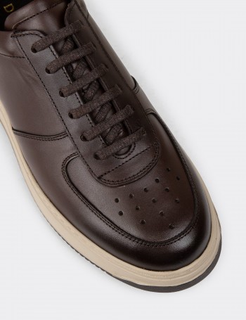 Brown Leather Sneakers - 01965MKHVE06