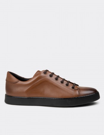 Tan Leather Sneakers - 01956MTBAC01