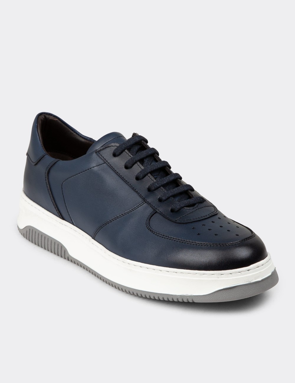 Navy Leather Sneakers - 01965MLCVE05