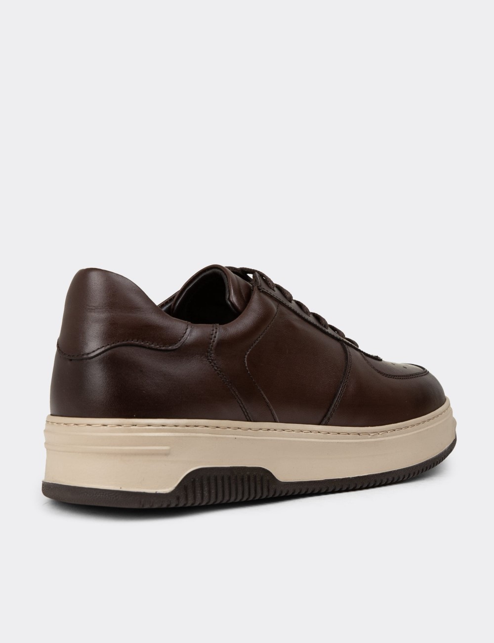 Brown Leather Sneakers - 01965MKHVE06