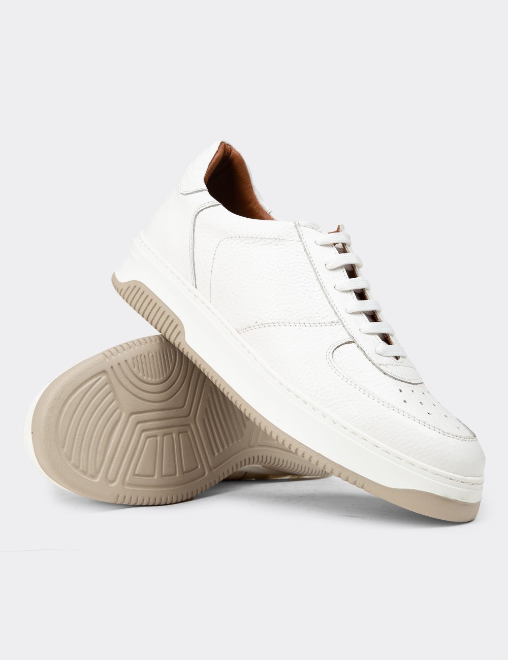 White Leather Sneakers - 01965MBYZE03